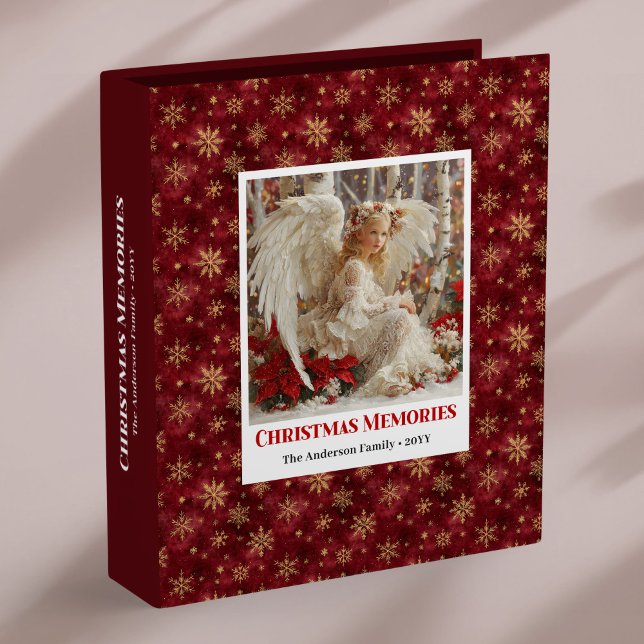 Classeur Cozy Angel Scene Red Gold Personalized Christmas  (Cozy Angel Scene Red Gold Personalized Christmas Memory Album

)