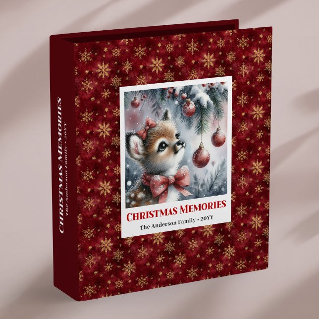 Classeur Cozy baby fawn snowy forest kids memory album (Cozy baby fawn snowy forest kids memory album)