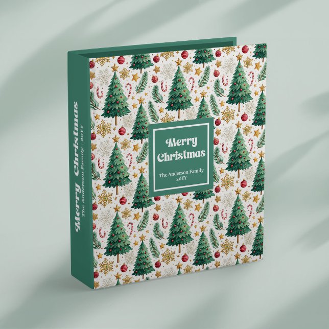 Classeur Cozy Christmas trees earthy palette keepsake album (Cozy Christmas trees earthy palette keepsake album 3 ring binder )