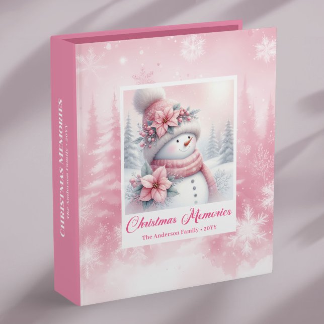 Classeur Cozy Winter Pink Snowman Christmas Memory Album  (Cozy Winter Pink Snowman Christmas Memory Album Binder)