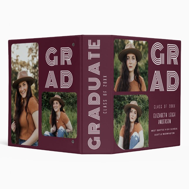 Classeur Cranberry Retro Moderne Photo Graduation (Arrière-plan)