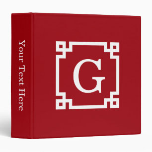 Classeur Cranberry Wht cadre clé grecque #2 Monogramme init