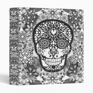 Classeur Crâne de sucre noir et blanc