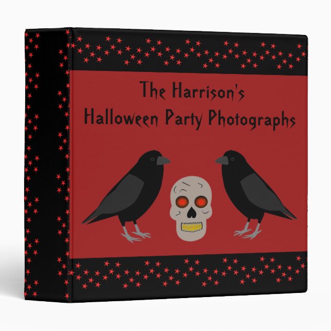 Classeur Crâne gothique et ravens du gardien Halloween Phot (Devant/Côté)