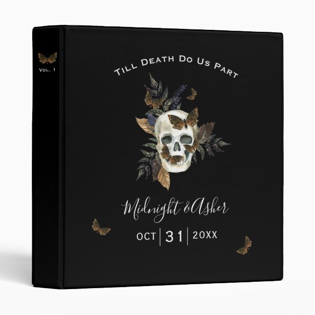 Classeur Crâne jusqu'à la mort Do Us Part Mariage Album (Devant/Côté)