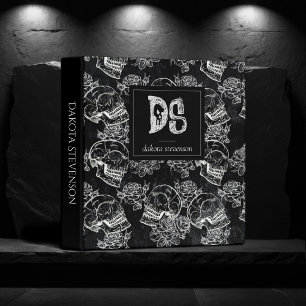 Classeur Crâne Rose Craie Marque de Monogramme Gothique F