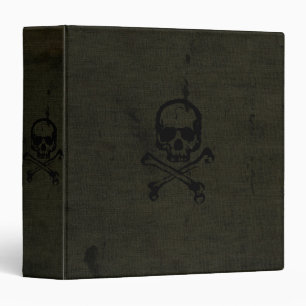Classeur Crâne Vintage Vert Grunge Os Croisés