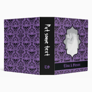 Classeur Crânes damassé violet noir mariage Halloween