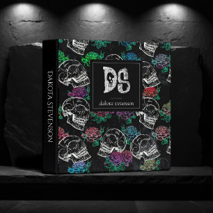 Classeur Crânes et Roses Sombres   Marque Funky Glam Ombré