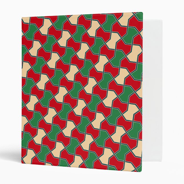 Classeur Cravate Orientale Rouge Vert Bow Art vectoriel géo (Devant/intérieur)