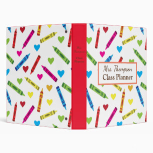Classeur Crayons colorés Planificateur de classe de profess