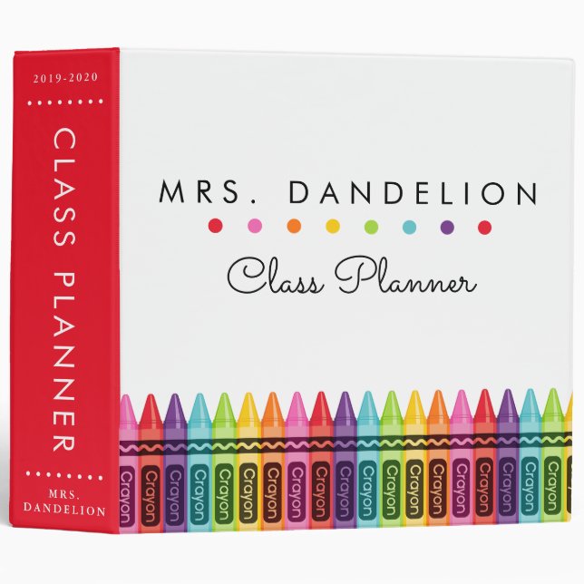 Classeur Crayons colorés Professeur personnalisé (Devant/Côté)