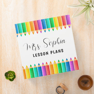 Classeur Crayons couleur arc-en-ciel mignon Professeur pers