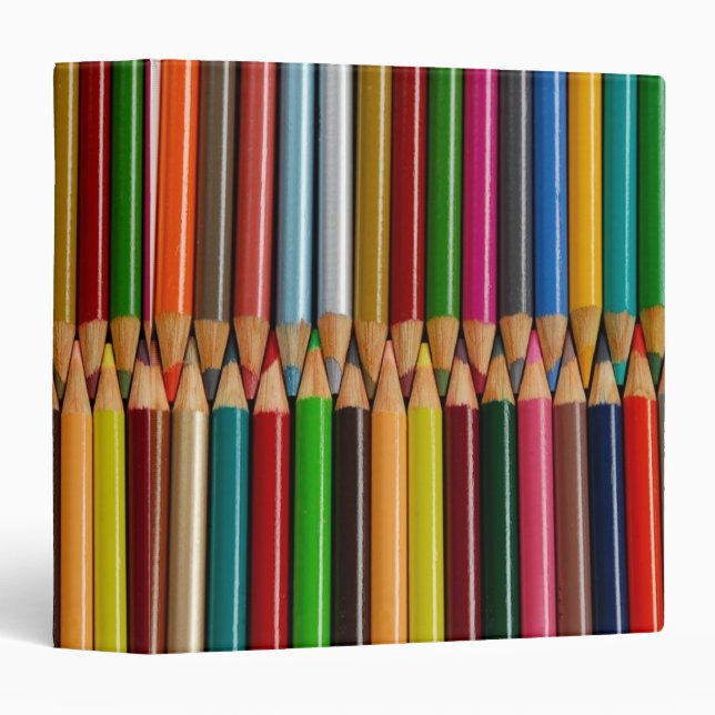 Classeur Crayons de crayon colorés (Devant/Côté)