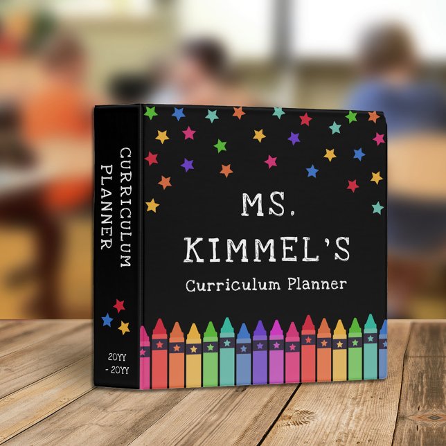 Classeur Crayons noirs et étoiles Programme d'enseignement  (Créateur téléchargé)