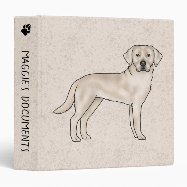 Classeur Cream Labrador Retriever Cute Cartoon Lab Chien (Devant/Côté)
