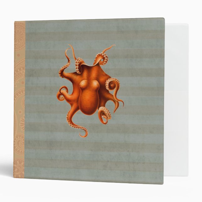 Classeur Créature du monstre de la mer d'Octopus Cephalapod (Devant/intérieur)