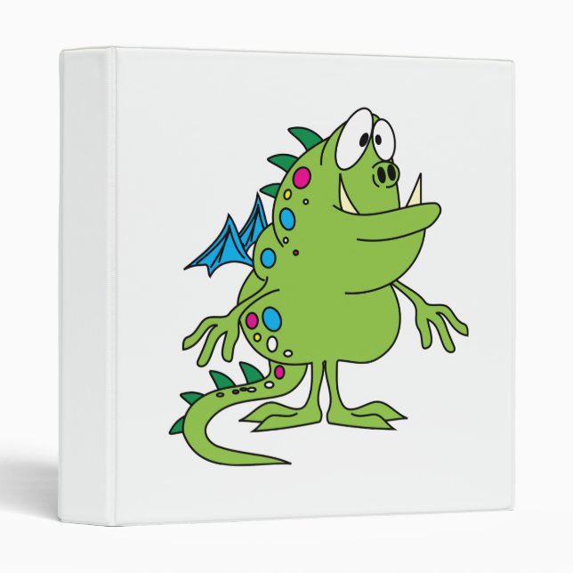 Classeur créature monstre de dragon vert mignon (Devant/Côté)