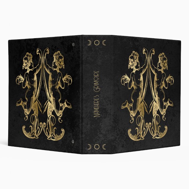 Classeur Créez vos propres Cherubs Baroques Noir & Or (Arrière-plan)