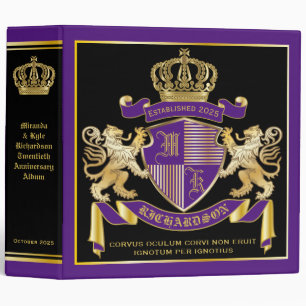 Classeur Créez votre propre armoiries Emblème d'or violet