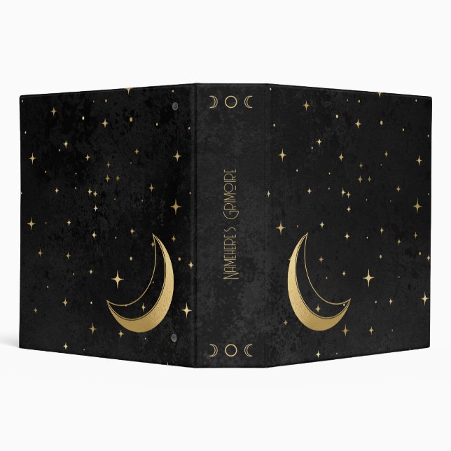 Classeur Créez votre propre lune à croissant noir et or (Arrière-plan)
