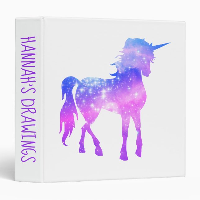 Classeur Créez votre propre Unicorne Photo Silhouette Blanc (Devant/Côté)