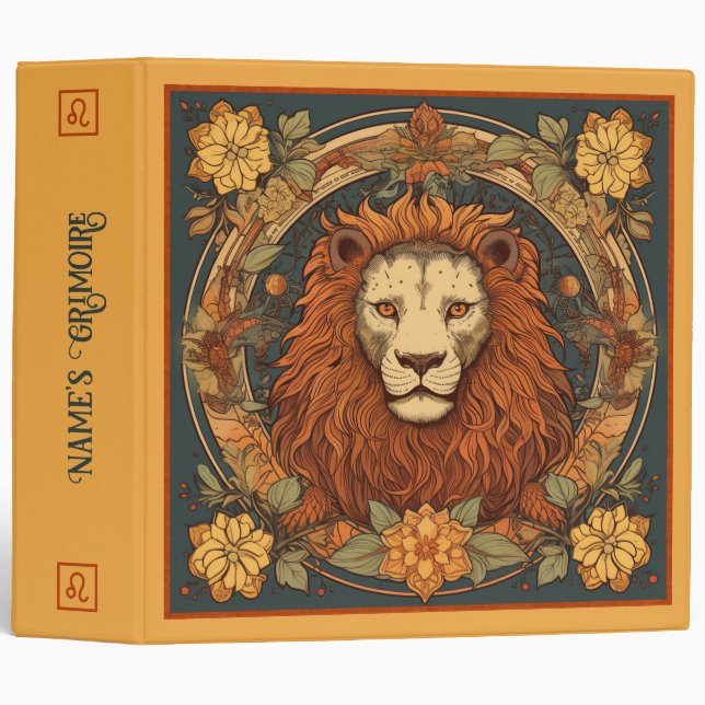 Classeur Créez votre propre Zodiac Leo Art Nouveau (Devant/Côté)