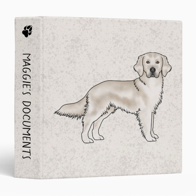 Classeur Crème anglaise Golden Retriever Chien Beige (Devant/Côté)