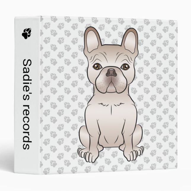 Classeur Crème Chien-taureaux français / Chien français et  (Devant/Côté)