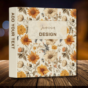 Classeur Crème de Fleur Sauvage Séchée Vintage Orange Marro