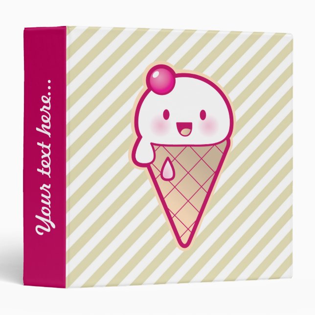 Classeur Crème de glace de Kawaii (Devant/Côté)