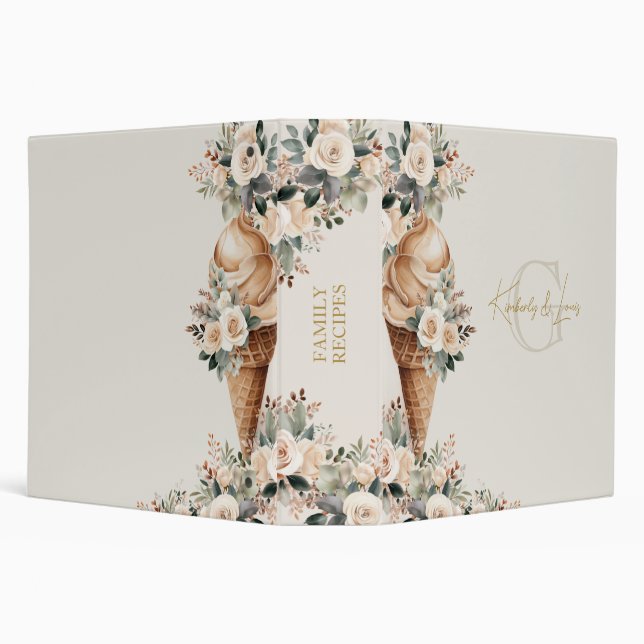 Classeur Crème glacée Floral Boho Fête des mariées Recettes (Arrière-plan)