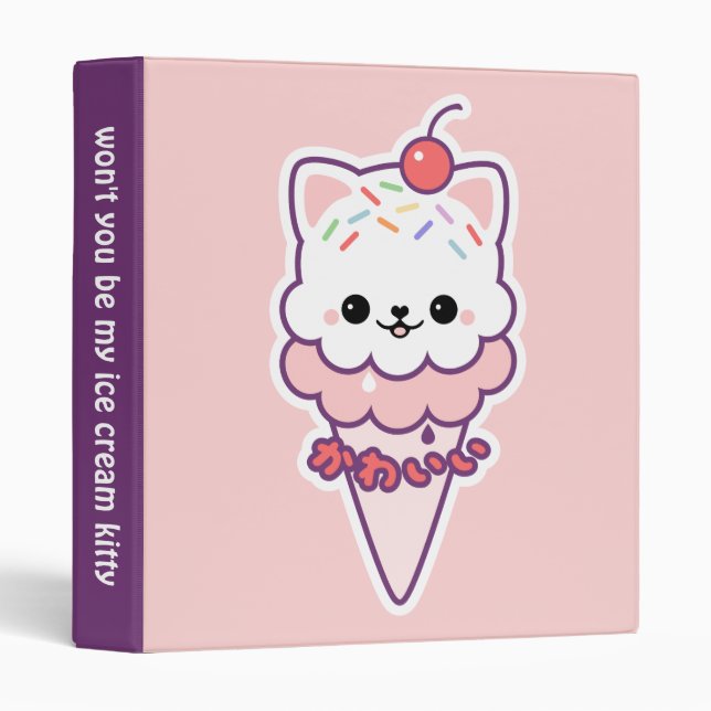 Classeur Crème glacée mignonne de Kitty (Devant/Côté)