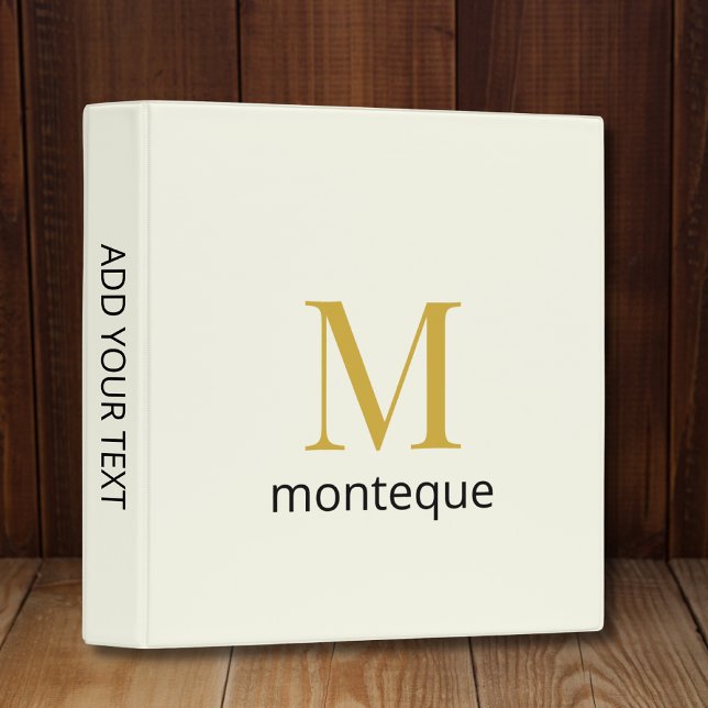 Classeur Crème Or Monogramme Nom Personnalisé Cadeau Luxe (Créateur téléchargé)