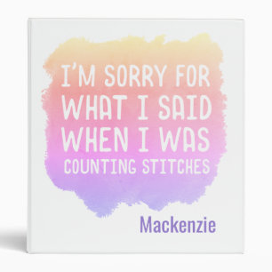 Classeur Crochet Knit Counting Stitches Joke Personnalisé