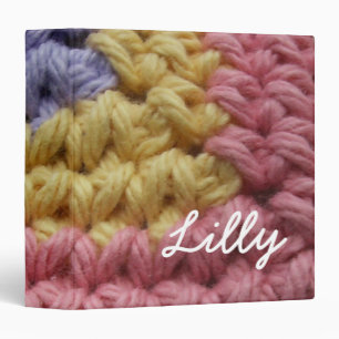 Classeur Crochet rose de jaune et de lavande personnalisé