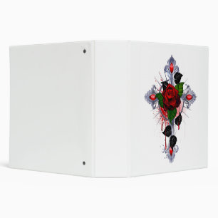 Classeur Croix d'argent avec une rose rouge