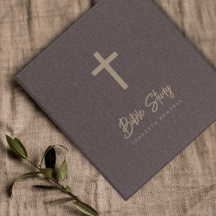 Classeur Croix d'or Lumière Brown Faux Leather Bible Étude