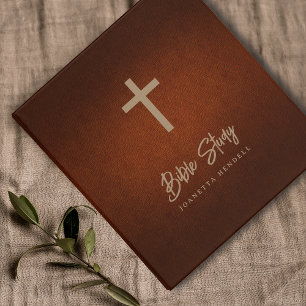 Classeur Croix d'or & Script vieilli en cuir Look Bible étu