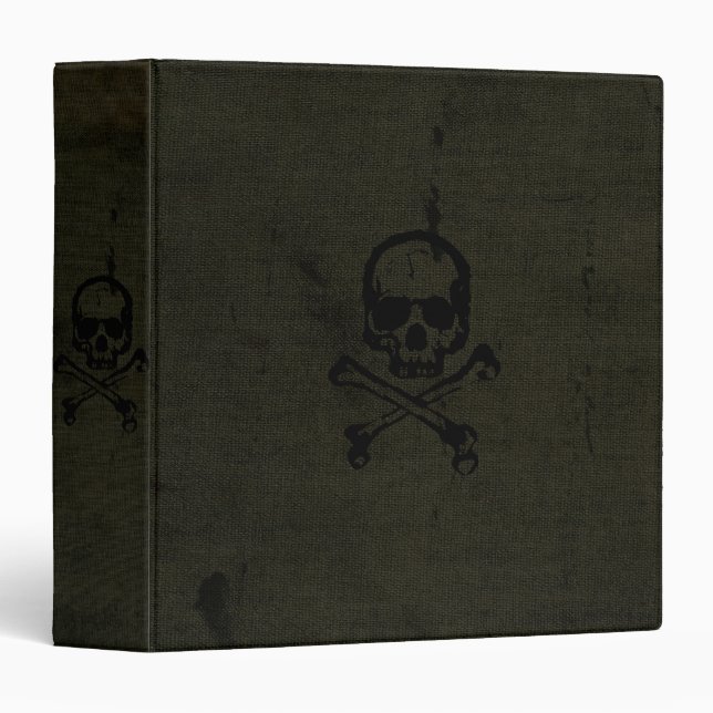 Classeur Crossbones Vintages verts du crâne (Devant/Côté)