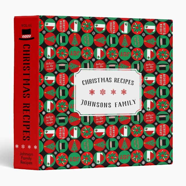 Classeur Croyez en la magie - Motif de Noël - Recette (Devant/Côté)