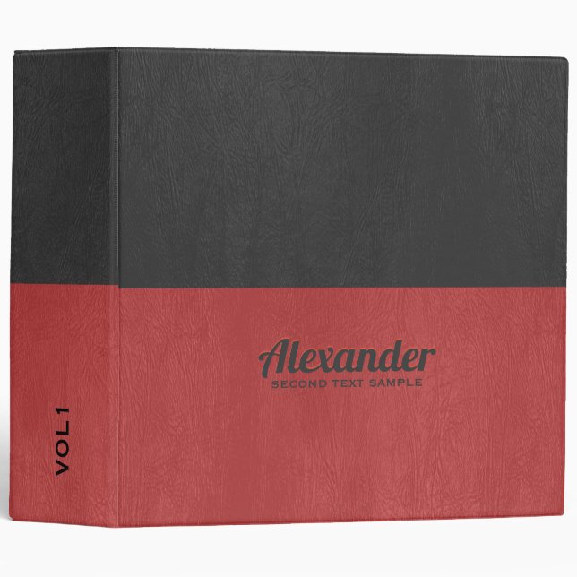 Classeur Cuir à écran fractionné rouge et gris (Devant/Côté)
