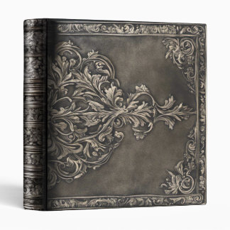 Classeur Cuir argenté argenté gothique brulé