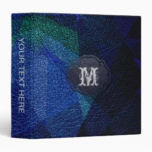 Classeur Cuir Aspect Géométrique Bleu
