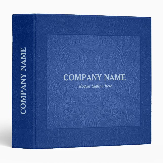 Classeur Cuir bleu daim floral texture Imprimer (Devant/Côté)