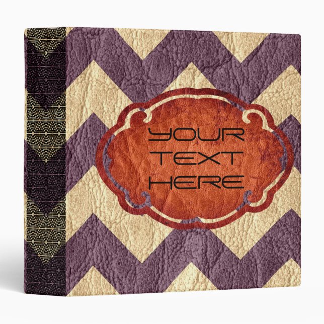 Classeur Cuir Chevron de couleur rétro #4 (Devant/Côté)
