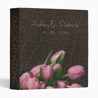 Classeur Cuir élégant et tulipes romantiques