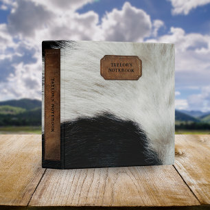 Classeur Cuir et fourrure de vache noir et blanc