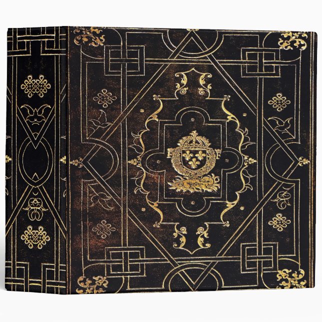 Classeur Cuir et or tombés (Devant/Côté)