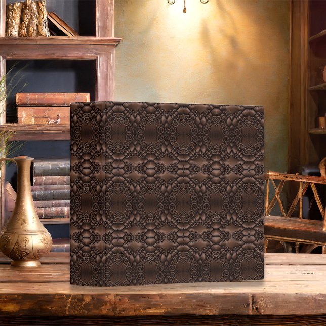 Classeur Cuir Faux Baroque Motif Brun (Créateur téléchargé)